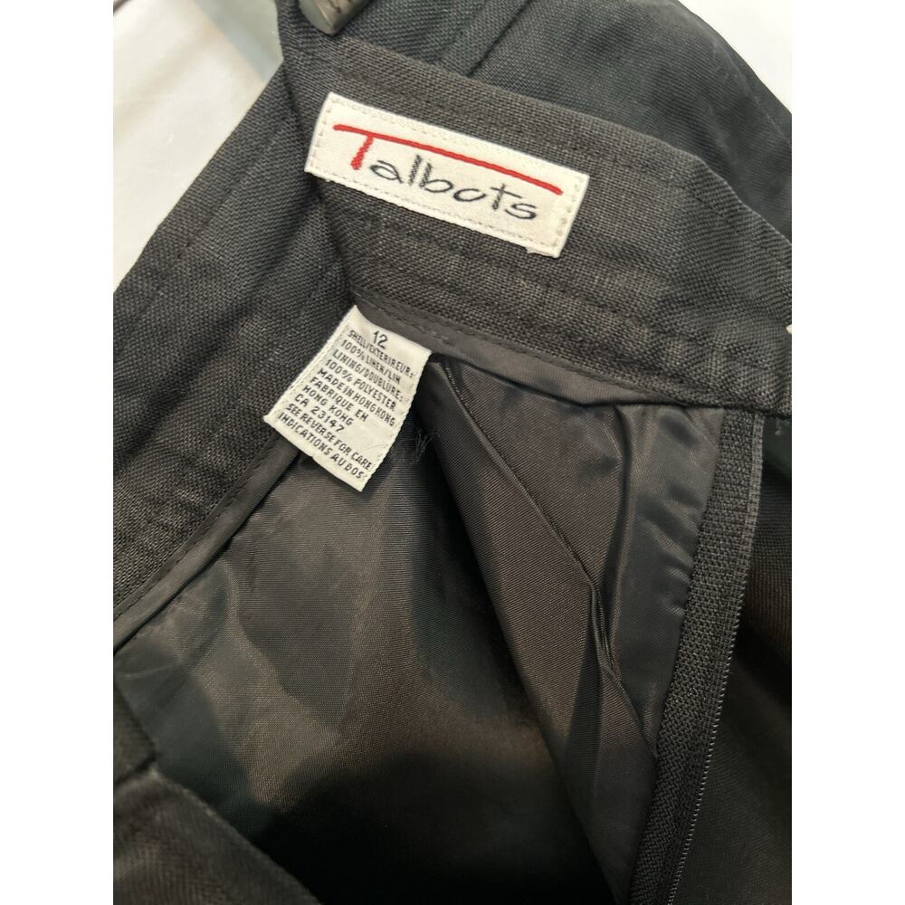 Talbots A-Line 100% LINEN Skirt Size 12 Black Lined Office Minimalist Career - Picture 7 of 9